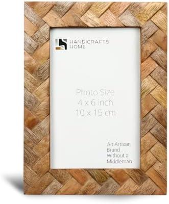 Handicrafts Home Wood Picture Frames For Christmas Decor Handmade 4x6 Natural Wood Photo Frame for Wall & Tabletop, Rustic Farmhouse Decor, Vintage Decor, Boho Shelf Styling, Modern Home Decor, Living Room Wall Art, Desk Decor & Christmas Gift - Cinnamon