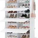 SONGMICS Shoe Rack Organizer, 8-Tier Shoe Storage Cabinet for Closet and Entryway, Holds 32 Pairs of Shoes, Adjustable, Cloud White ULPC034W03, 8 Cubes