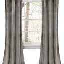 Lush Decor Prima Velvet Curtains Color Block Light Filtering Window Panel Set for Living, Dining, Bedroom (Pair), 38" W x 84" L, Gray