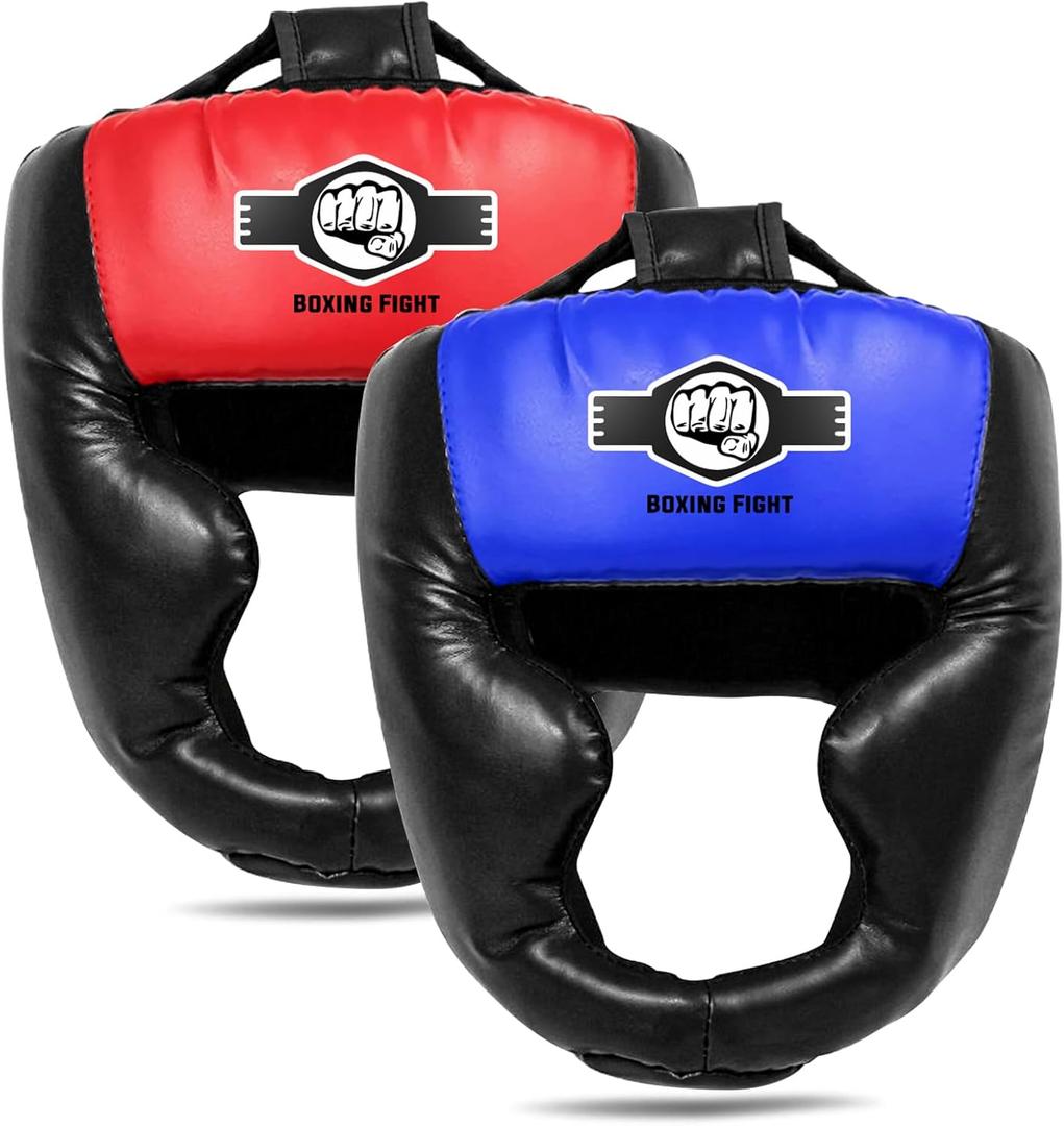2 Pack & 1 Pack Boxing Headgear - Sparring Safety Head Guard for MMA, Kickboxing, Muay Thai, Boxing - Men, Women, Kids (Small-Medium, Red & Blue)