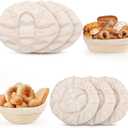 6 Pcs Bread Proofing Basket Cloth Liner, 3 Pcs 10 Inch Oval & 3 Pcs 9 Inch Round Banneton Basket Liner, Natural Rattan Banneton Proofing Cloth for Home Baking