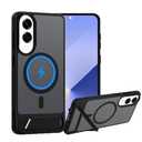 MSOTES for Galaxy S25 Edge Case Compatible with MagSafe, Built-in Vertical & Horizontal Kickstand, Liquid Silicone Bumper Strong Magnetic Phone Case with Stand for Samsung Galaxy S25 Edge (Black)