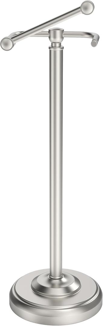 Toilet Paper Holder Stand, Brushed Nickel Toilet Paper Holder Free Standing, Post Pivoting Design & Stable Weighted Base SUS304 Stainless Steel for Bathroom(Mega Roll) (22"H - No Storage)
