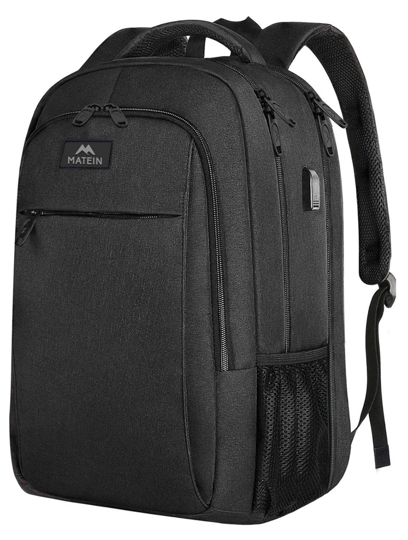 MATEIN Extra Large Backpack, 18 Inch Travel Laptop Backpack with USB Charging Port, Anti Theft TSA Friendly Business Work College Computer Backpack for Men Women, Black