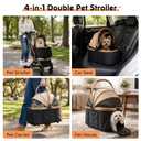 Dog Stroller for Small and Medium Dogs, 40lbs Capacity Pet Stroller with Detachable Carrier, One-Hand Fold, Breathable Mesh & Sun/Rain Canopy, Khaki