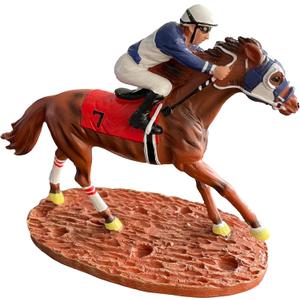 Race Horse Figurine Statue Decor Thoroughbred with Jockey Horse Racing Memorabilia