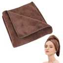 Laojbaba Microfiber Hair Towel Quick Dry Hair Towel Hair Drying Towels Suitable for All Kinds of Hair Ultra Absorbent Long and Thick Hair 19X39inch Dark Brown (1pcs)