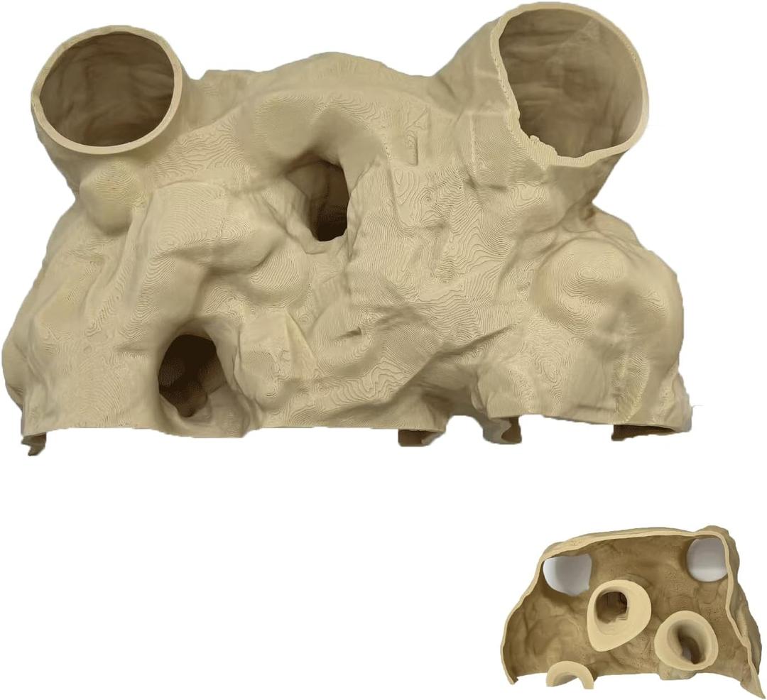 Aquarium Decor, Natural Curve Under Gravel Tunnel Cave, Fish Cave for Aquarium, 3D Printed Fish Tank Tunnel Decor for Betta, Guppy, Shrimp, Cory, Small Cichlid (Small)