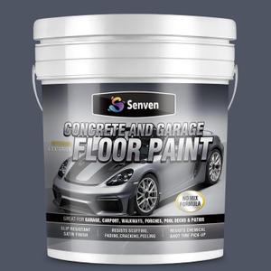 SENVEN Acrylic Concrete & Garage Floor Paint 5 Gallon Slate Gray, Interior/Exterior Concrete Paint for Basement Floors, Porches, Driveway Concrete Coating Semi Gloss, 640 Fl Oz