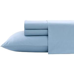 Nautica - Twin XL Bed Sheets, Cotton Percale Bedding Set with Matching Pillowcase, Crisp & Cool, Fully Elasticized, Dorm Essentials (Solid Light Blue)