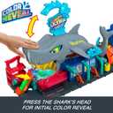 Hot Wheels City Track Set, Ultra Shark Car Wash with 1:64 Scale Color Reveal Toy Vehicle, Repeat Color-Change Feature, Storage