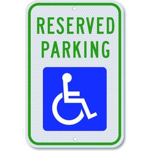 Handicap Parking Sign - 18 x 12 Inch Aluminum With ADA Accessibility Symbol, Reserved Parking, Engineer Grade Reflective Material, UV Protected and Weatherproof (Reflective-Blue)