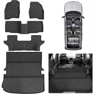 Floor Mats & Large Trunk Mat for 2015 2016 2017 2018 2019 Ford Explorer, TPE All Weather Protection Car Floor Liners with Cargo Liners & Backrest Mat Accessories