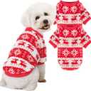 Dog Sweater, 2 Pack Dog Sweaters for Small Dogs or Cats, Girl or Boy, Warm Dog Clothes Shirt Coat for Winter Christmas (Christmas Red, White, Medium)