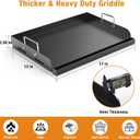 Griddle for Gas Grill, 17" x13 Universal Griddle Flat Top Plate with Removable Handles for Charcoal/Gas Stove, Nonstick Coating Cooking Griddle Plate Insert for Camping, Tailgating, Parties