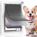 3Flap Medium Dog Door for Door with Metal Sliding Lock Panel, Energy Efficient Pet Door with Steel Frame, Telescoping Tunnel,Never Rust Ruff Weather Doggie Door （Pets Up to 40 Lb）