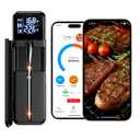 Smart Wireless Meat Thermometer,Digital Cooking Thermometer with Dual High-Accuracy -Dark Black