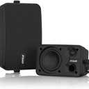 Inwa Outdoor Bluetooth Speakers, 400W Active Passive Wall Mount Speaker, Waterproof Wireless Indoor/Outdoor Stereo Sound Set W/Aux in, Sound System for Patio/Porch/Gazebo/Garage(Pair, Dark Black)