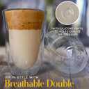 Kitchables Double Walled Glass Coffee Mugs Set of 4, 7.5oz - Insulated Clear Coffee Mug for Cappuccino, Latte, Tea, Espresso - Latte cup - Tazas Para Cafe