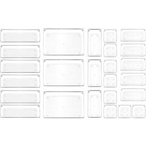 25 Pcs Clear Plastic Drawer Organizer Set,4 Sizes Small Organizer Bins for Bathroom,Office,Kitchen Cabinet and Vanity Organizers for Jewelry,Cosmetic,Gadgets Utensil In Drawer Organizer Trays