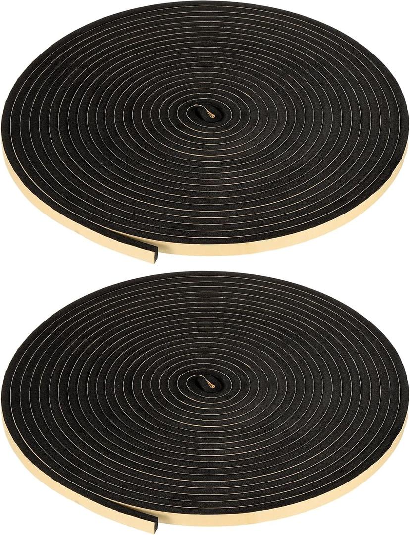 PATIKIL Foam Insulation Tape, 2Pcs 3/8" W x 1/4" t x 32.8FT Self Adhesive Weather Stripping Door Seal Strip for Door Window Air Conditioning, Black