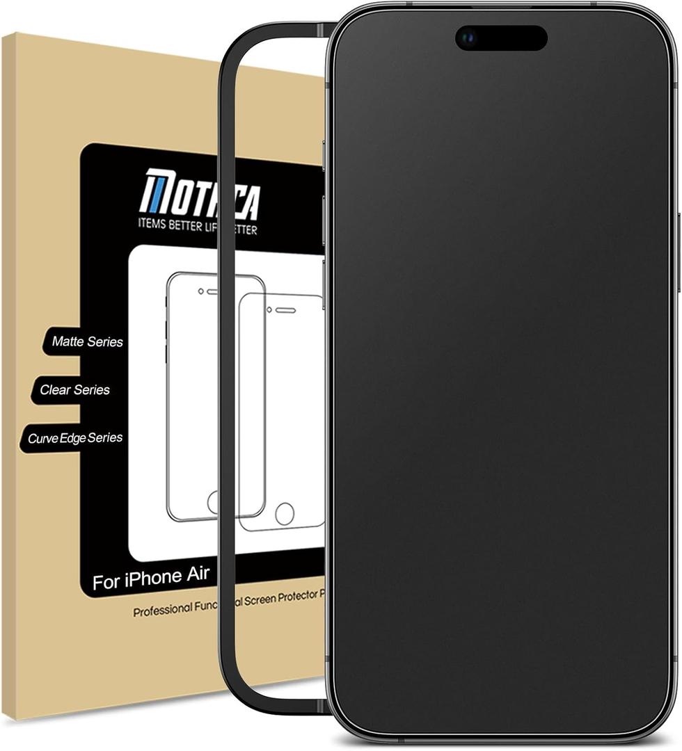 Mothca Matte Glass Screen Protector for iPhone Air / 17 Air (6.5 inch) Anti-Glare & Anti-Fingerprint Tempered Glass Film, [Easy Installation Frame] Case Friendly, Smooth as Silk