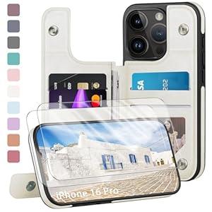 DJDUCK Designed for iPhone 16 Pro Case Wallet with Card Holder, [Magnetic Clasp Cover] [RFID Blocking Leather Protection] Shockproof Women Men Cases 6.3 Inch for Apple 16 Pro Light Brown