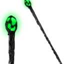Spooktacular Creations Halloween LED Witch Staff Vintage Cane, Light Up Magic Walking Cane Prop Stick Accessory for Halloween Party Dress Up Costume, Green