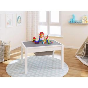 Large 2 in 1 Kid Activity Table with Storage, Play Table for Kids, Boys,Girls,White, 32.2"W x 22.2"L x 20"H, Ages 3+