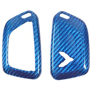Real Carbon Fiber Key Fob Case Cover Compatible with Chevrolet Corvette C8 2020-2025, Key Fob Cover, Car Smart Remote Case Trim Accessories (Blue)