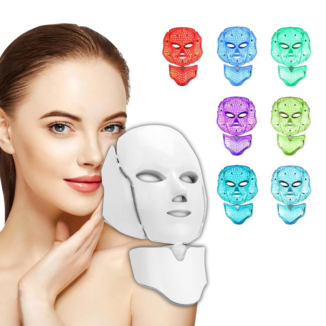  LED Face Mask Light Therapy, 7 Colors for Skin Vitality, Home Beauty Device - Light Therapy for Face