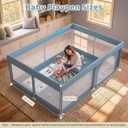 Baby Playpen 71x59, Tool‑Free Baby Fence Indoor Outdoor, Blue Gray