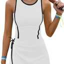 Nirovien Womens Tennis Dress with Built in Shorts Summer Athletic Dresses Color Block Workout Romper Small