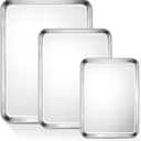 TeamFar Baking Sheet Set of 3, 17.6/16/ 12.5 Inch Stainless Steel Cookie Sheets Baking Pans, Metal Oven Baking Tray for Cooking Roasting Serving, NonToxic & Mirror Finish & Dishwasher Safe