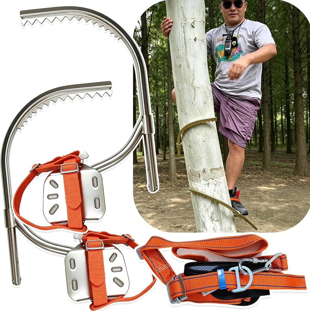 Tree Climbing Gear Spikes Set, Forged Steel Climbing Gaffs Claws Kit for Arborist Tree Work, Linemen Pole Climbing, Logging & Hunting | Equipo para escalar árboles (Max 17 inch)