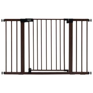 BABELIO Baby Gate with Black Wood Pattern, 29-48 Inch Auto Close Dog Gate PressGuard P7 for The House, Stairs and Doorways, Pressure Mounted Pet Gate with Door and Y Spindle Rods (30"Tall 29"-48" Wide)