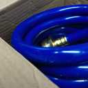 EVA Coil Garden Hose for Gardener: Retractable Self Coiling Hoses with 3/4" GHT Solid Brass Fittings - Kink Free and Flexible for Home and Garden Yard (10FT, Blue)