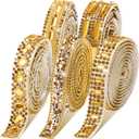 Xinnun 5 Rolls Crystal Shiny Rhinestone Ribbon Self-Adhesive Rhinestone Strips Ribbon Resin Diamond Bling for Art Craft DIY Party(Mixed Style,Tawny)