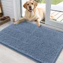 OLANLY Dog Door Mat for Muddy Paws 36x24, Absorbs Moisture and Dirt, Absorbent Non-Slip Washable Doormat, Quick Dry Chenille Mud Mat for Dogs, Entry Indoor Entryway Carpet for Inside Floor, Airy Blue