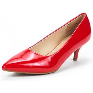 DREAM PAIRS Women's Pumps Kitten Heel Pointed Toe Shoes for Women Comfortable Office Work Dress Shoes, Red, Size 7,5
