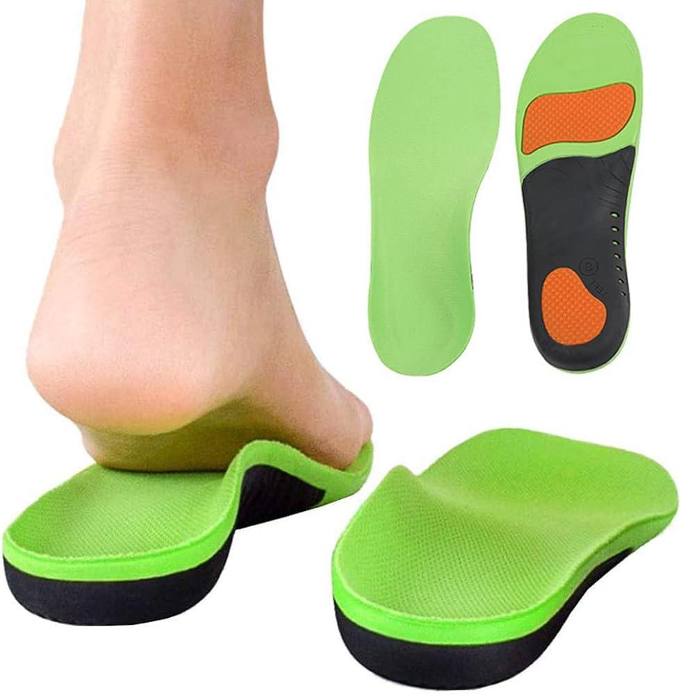 Bacophy Kids Orthotic Arch Support Insoles, Plantar Fasciitis Cushioning Shoe Inserts, Shock Absorption Velvet Surfaces Deep Heel Cup Chinldren Inner Soles for Flat Feet, Feet Heel Pain Relief (XL) (3.5-5.5 M Little Kid, Green)