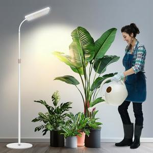 Wiaxulay Grow Lights for Indoor Plants, 153 LED Full Spectrum Plant Grow Light Floor Standing, Height Adjustable 24-68 in,4/8/12/16H Timer,3 Lighting Modes,5 Brightness for Growing Large Tall Plants