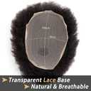Originea DAIXI 8x10 Inches Lace Base 4mm Curl Afro Curly Toupee for Men 100% Afro Human Hair Base Unit Breathable Lace Natural Hairline Hair African American Men's Hair Replacement System