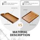 Larger Bamboo Serving Tray with Handles - Decorative Wooden Trays for Eating, Working, and Storing, Suitable for Use in Bedroom, Living Room, Kitchen, Bathroom, Outdoor Scenarios and More