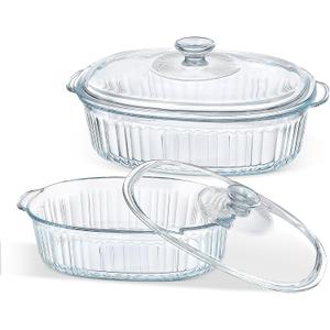 M MCIRCO 4-Piece Glass Casserole Baking Dish, Set of 2 Casseroles With Glass Lids, 1.9 Qt and 3 Qt (1.9 Qt 3 Qt)