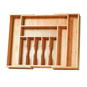Umilife Extra Large Expandable Kitchen Siverware Utensils Drawer Organizer, 19" Deep for Big Drawer, Adjustable Bamboo Wood Drawer Divider with Curved Grooves, Cutlery Tray Flatware Holder. Size: Expandable 17~28 x 19 inch