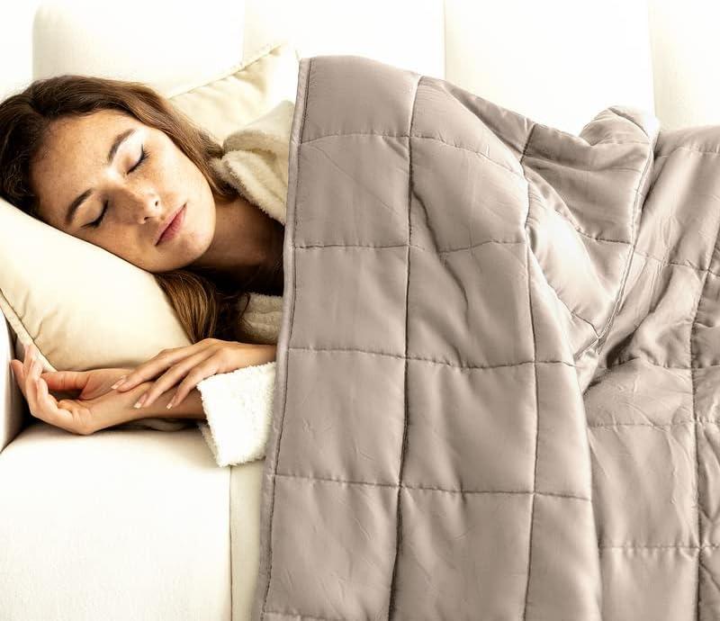 Luna Weighted Blanket - 100% Lyocell Rayon - 15lb Queen 60" x 80" Beige - Imported 