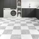 20-Pack Peel and Stick Vinyl Floor Tile Glossy 12x 12 inch, Strong Adhesive Stick on Floor Tiles for Bathroom, Renters, Kitchen, Polish Light Grey&White Marble (10 per Color)