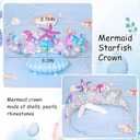 YARIEW Mermaid Crown Mermaid Birthday Decorations Mermaid Costume Mermaid Starfish Fish Scales Seashell Hair Accessories Wide Mermaid Headband Mermaid Birthday Party Gifts Purple
