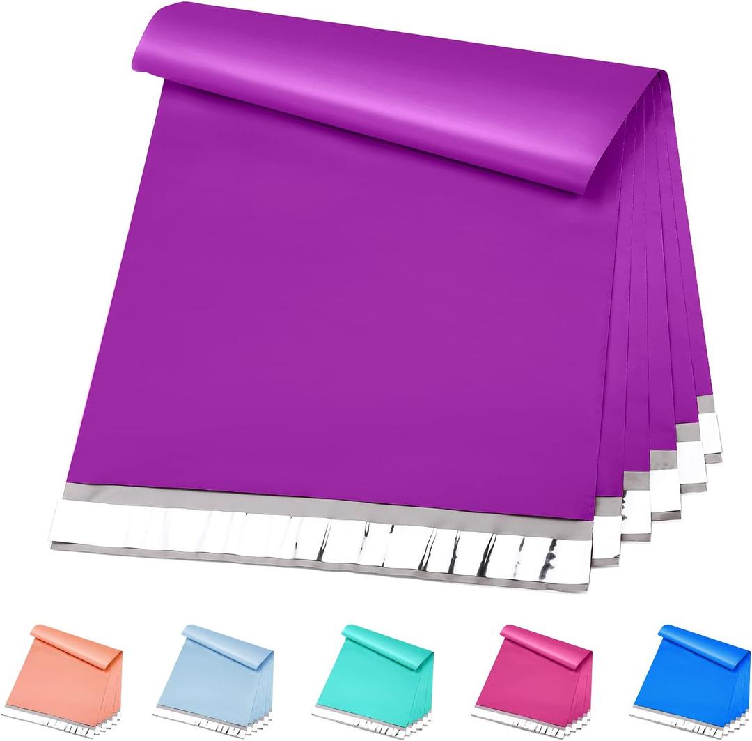 Metronic Poly Mailers 12x15.5 200 Pack Large Shipping BagsStrong Adhesive Mailing Bags, Waterproof and Tear-Proof Multipurpose Envelopes for Clothing, Small Business,Boutique, Postal Bags Purple